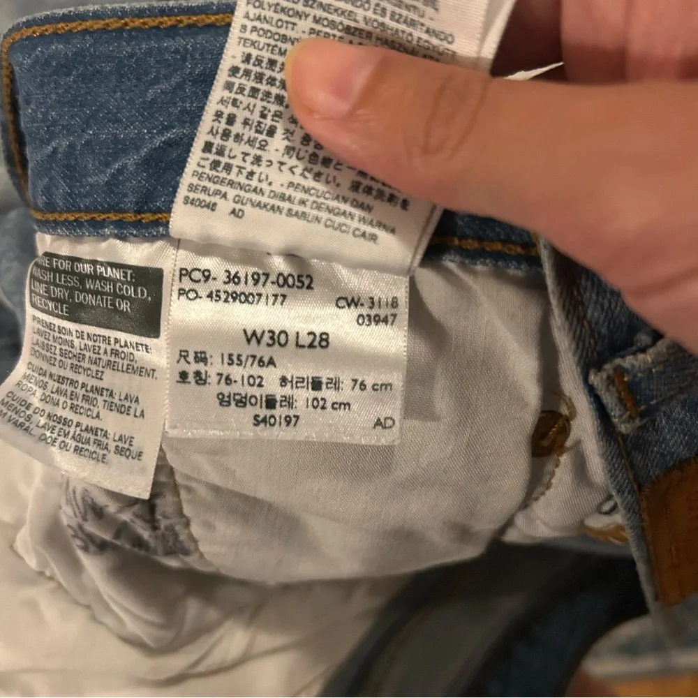 Levi's 501 Jeans Slim Taper Denim Distressed Blue Men's 30 W 28 L 100% Cotton